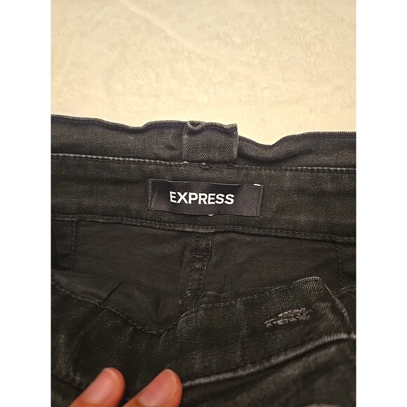 Express Shortie Extreme High Rise Womens Shorts Sz 4 Black Belted Waist Stretch - Picture 8 of 13